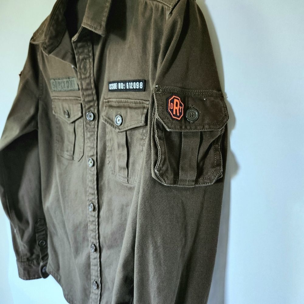 Superdry Rookie Edition Military Issue Olive Green Button Down Shirt Size Small